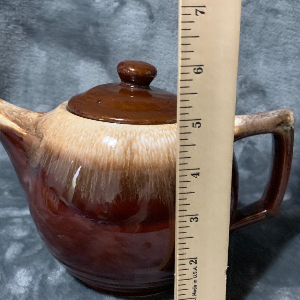 McCoy Vintage Teapot MCM Brown Cream Drip Glaze Ceramic Cottagecore RusticEUC - Picture 16 of 16